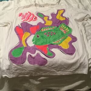 Vintage 90’s painted fish shirt size L and NWOT